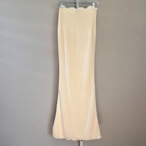 Outcast Libiel Maxi Knit Skirt Ivory Waive Shape Waistline Summer Resortwear S